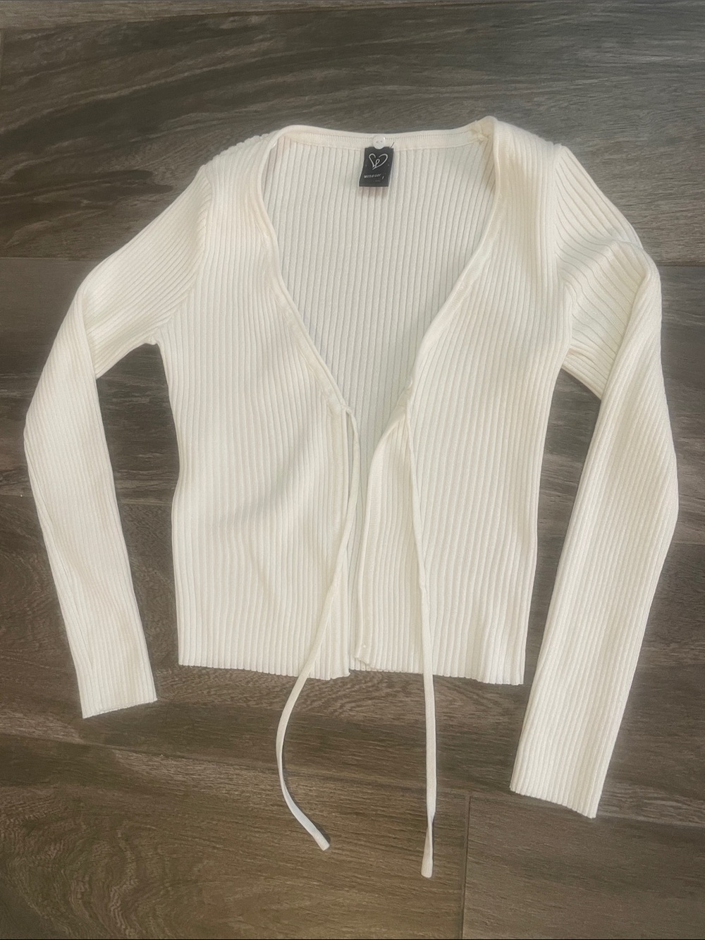 Windsor Cream Ribbed Tie-Front Sweater